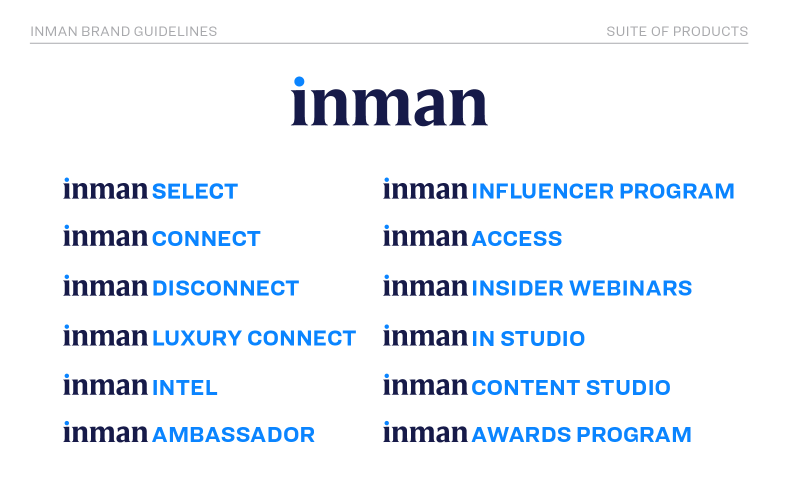 Inman suite of product brands