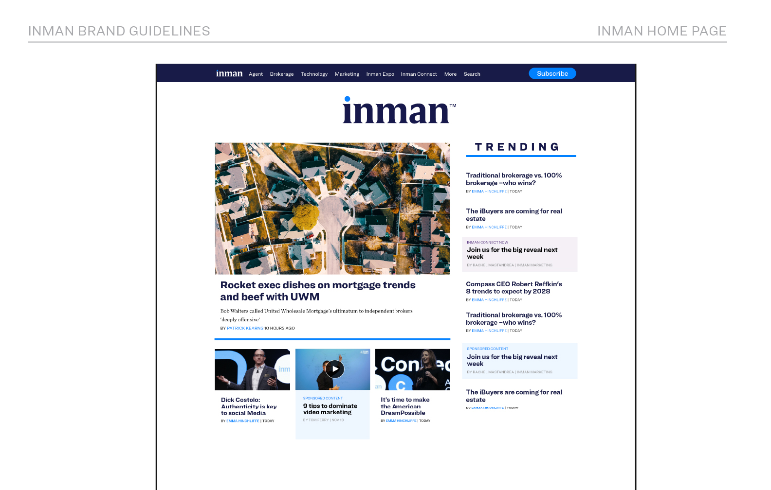 Inman homepage editorial layout